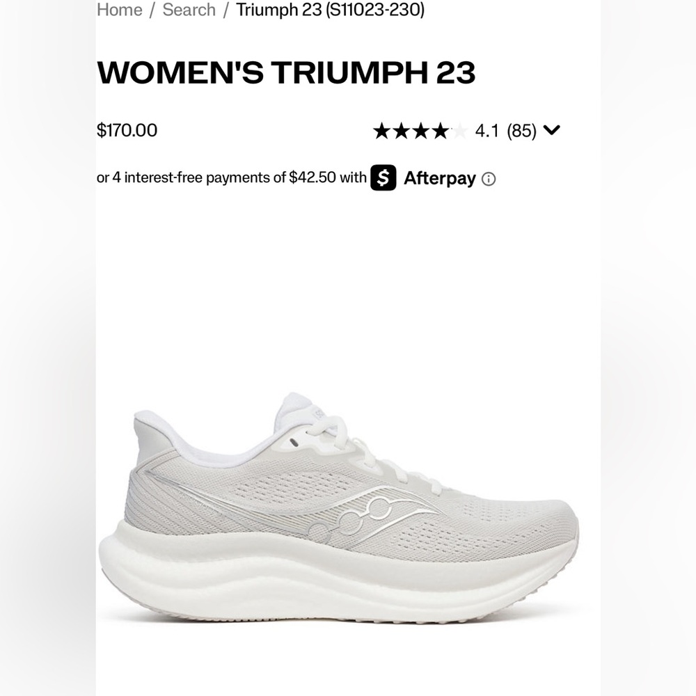 Saucony Triumph 23 Women’s size 8 gray arctic